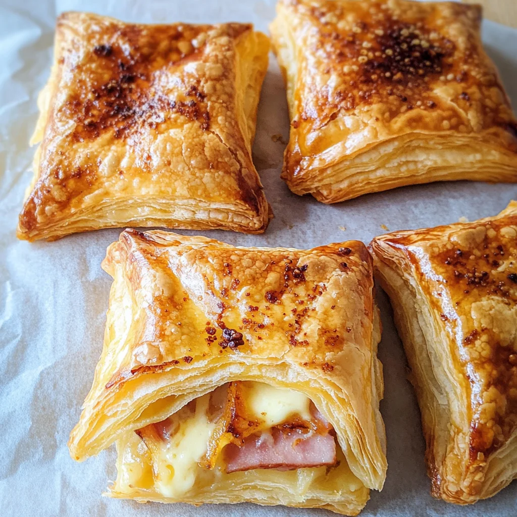 Crispy Ham & Cheese Puff Pastry Stacks