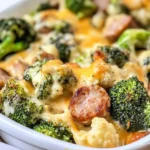 Keto Broccoli and Cauliflower Au Gratin with Sausage