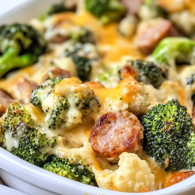 Keto Broccoli and Cauliflower Au Gratin with Sausage