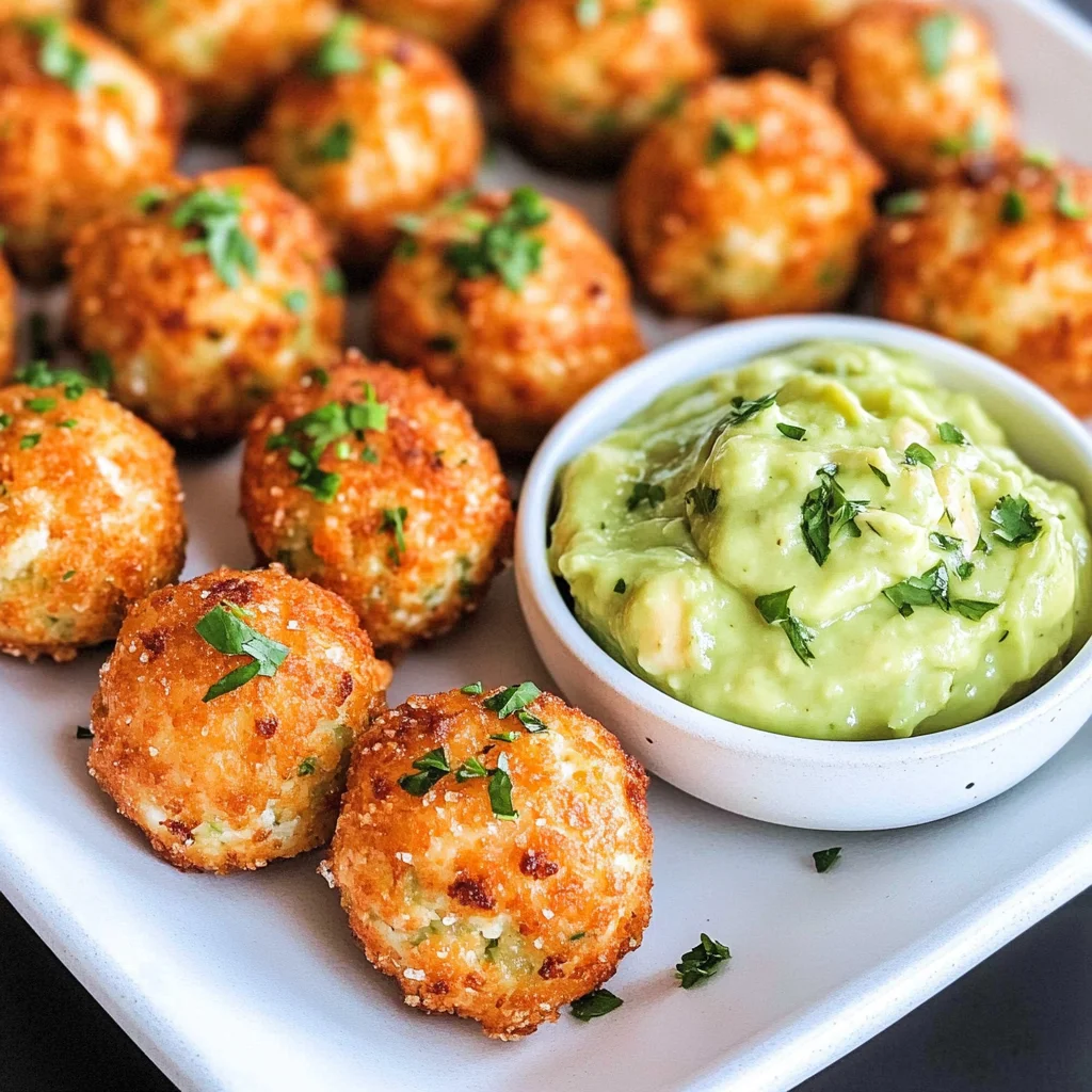 Salmon Balls with Creamy Avocado Sauce